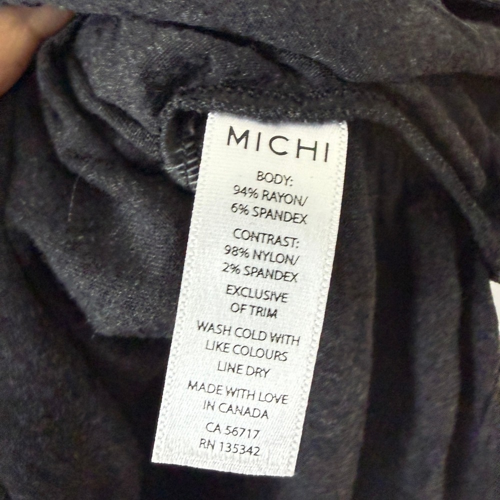 Michi sz L Gray Mesh Asymmetrical Drape Long Sleeve Top NWT Lagenlook Witchy - Picture 6 of 7